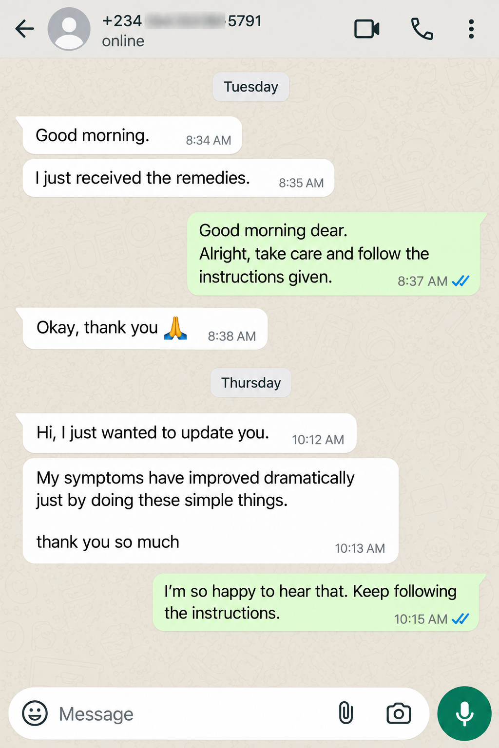 WhatsApp Chat With Blurred Contact Number